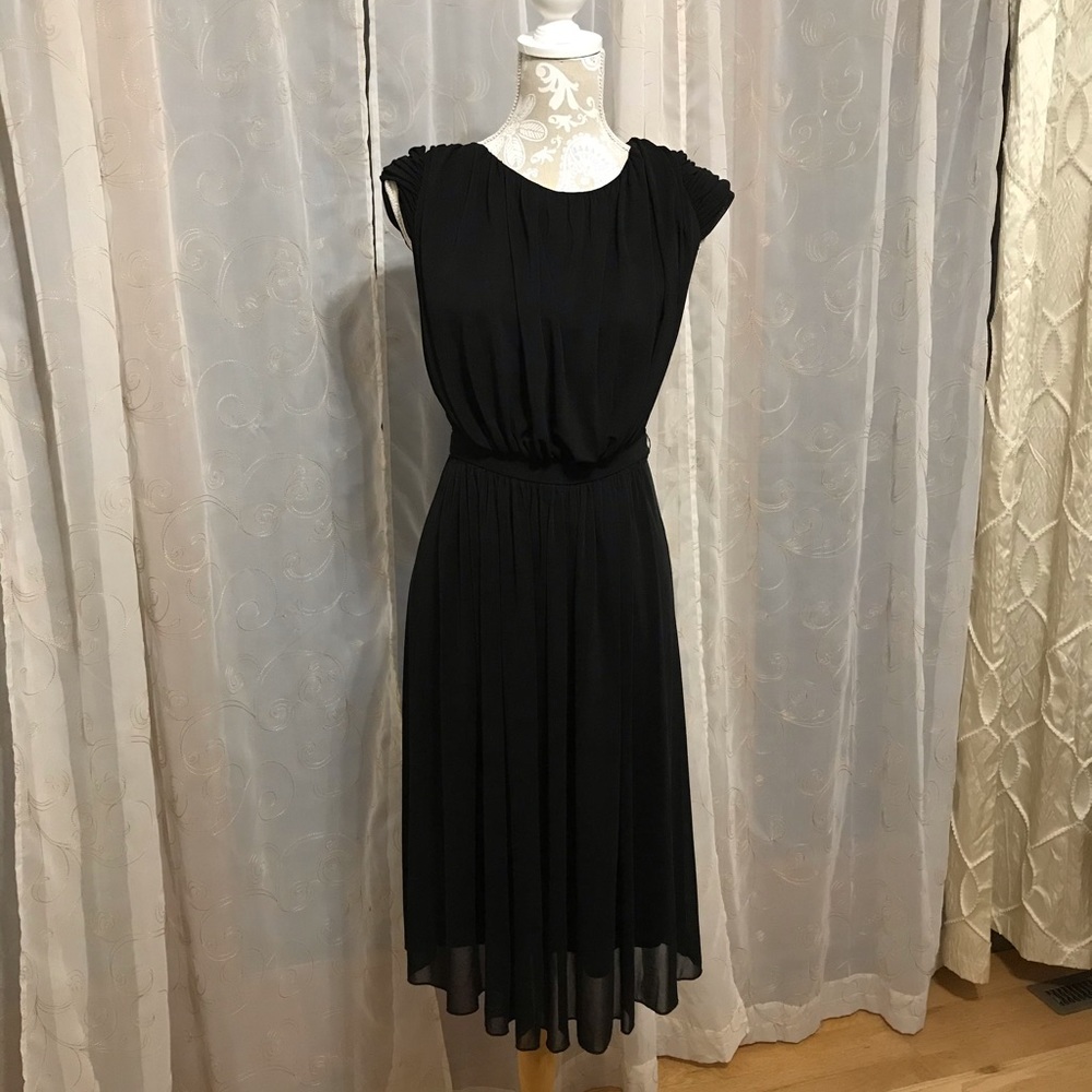 Evan-Picone Black Draped Evening Dress size 10 12.